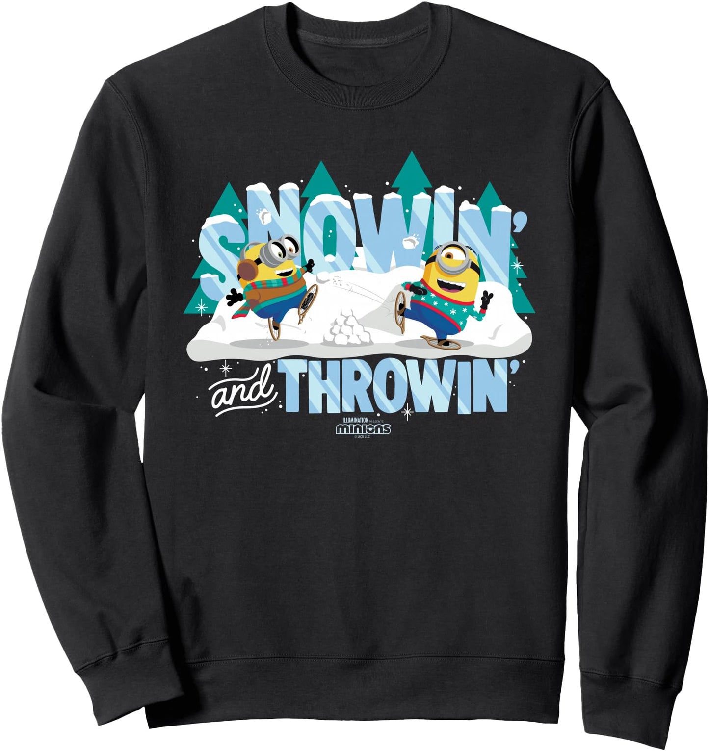 Minions Snowin' And Throwin' Holiday Snowball Sweatshirt