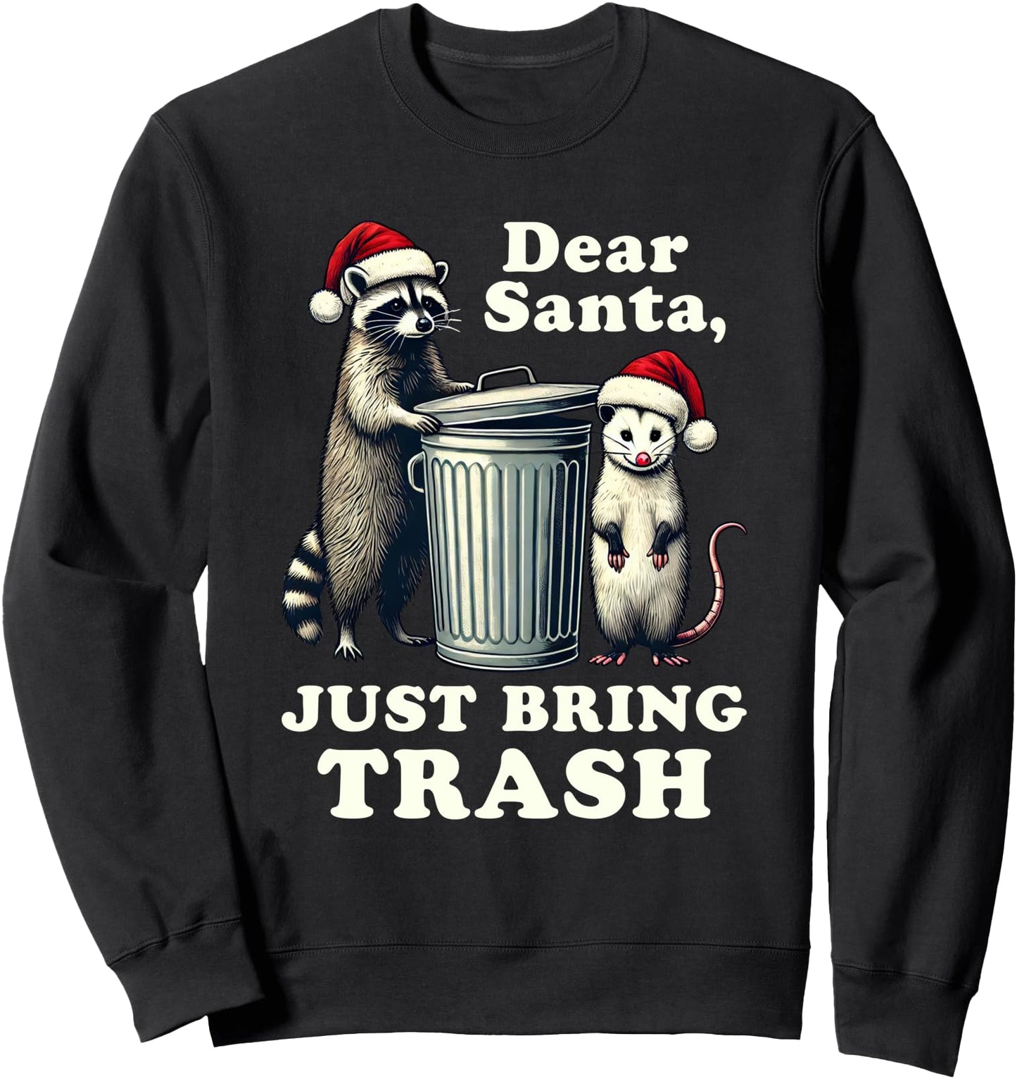 Christmas Raccoon Possum Santa Bring Trash Raccoon Sweatshirt