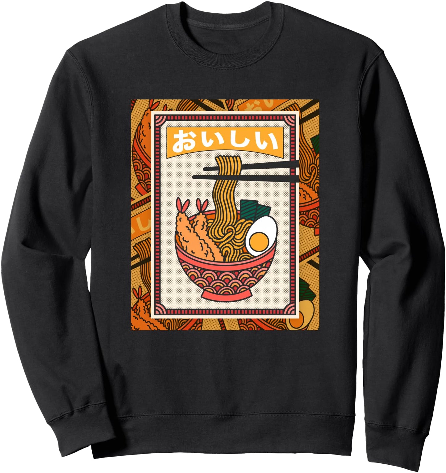 Mens Womens Retro Vintage Love Shrimp Japanese Ramen Noodle Sweatshirt