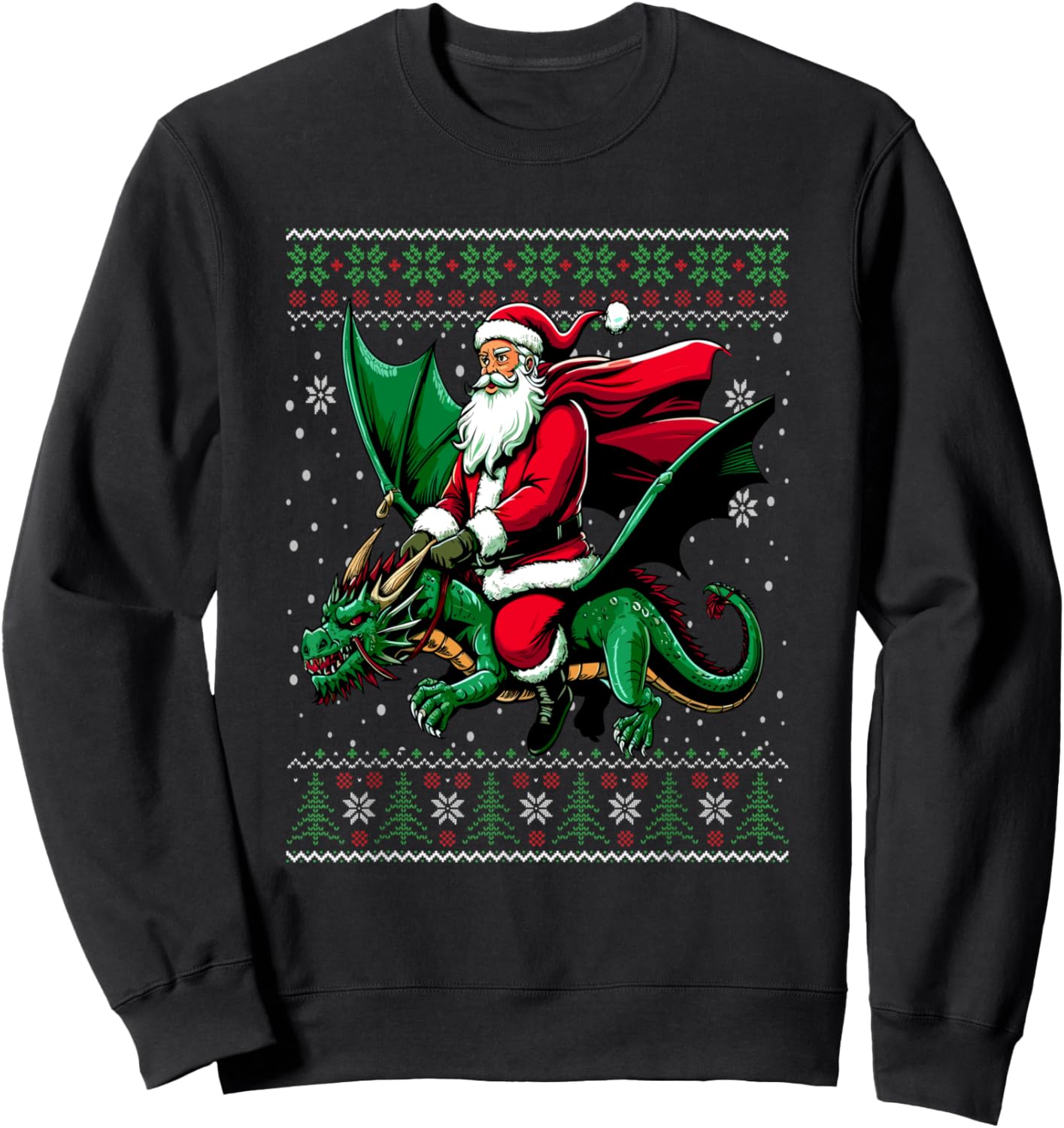 Christmas Santa Riding Dragon Ugly Christmas Sweater Sweatshirt