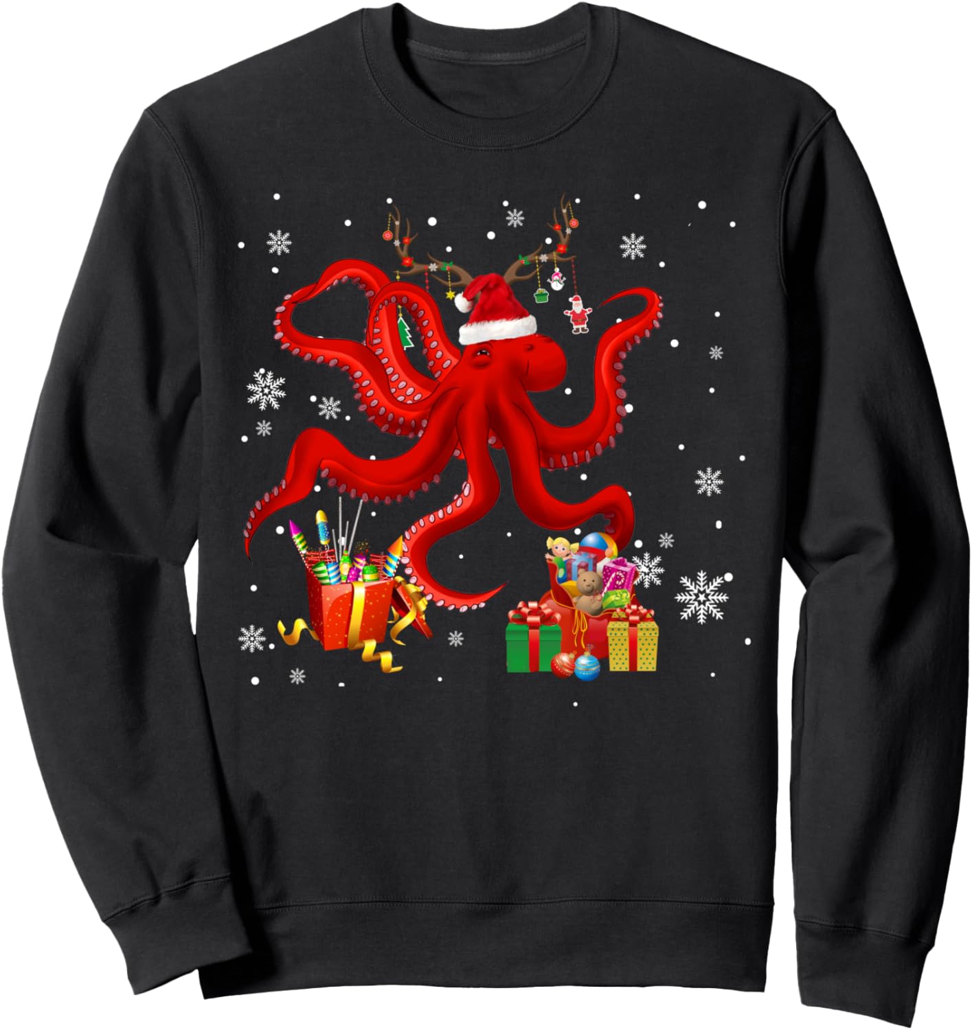 Christmas Octopus Funny Reindeer Santa Octopus Lover Gifts Sweatshirt