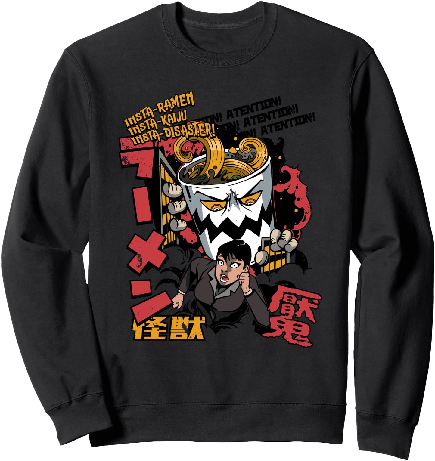 Insta-Ramen Monster. Ramen Attack Old Poster. Japanese Ramen Sweatshirt