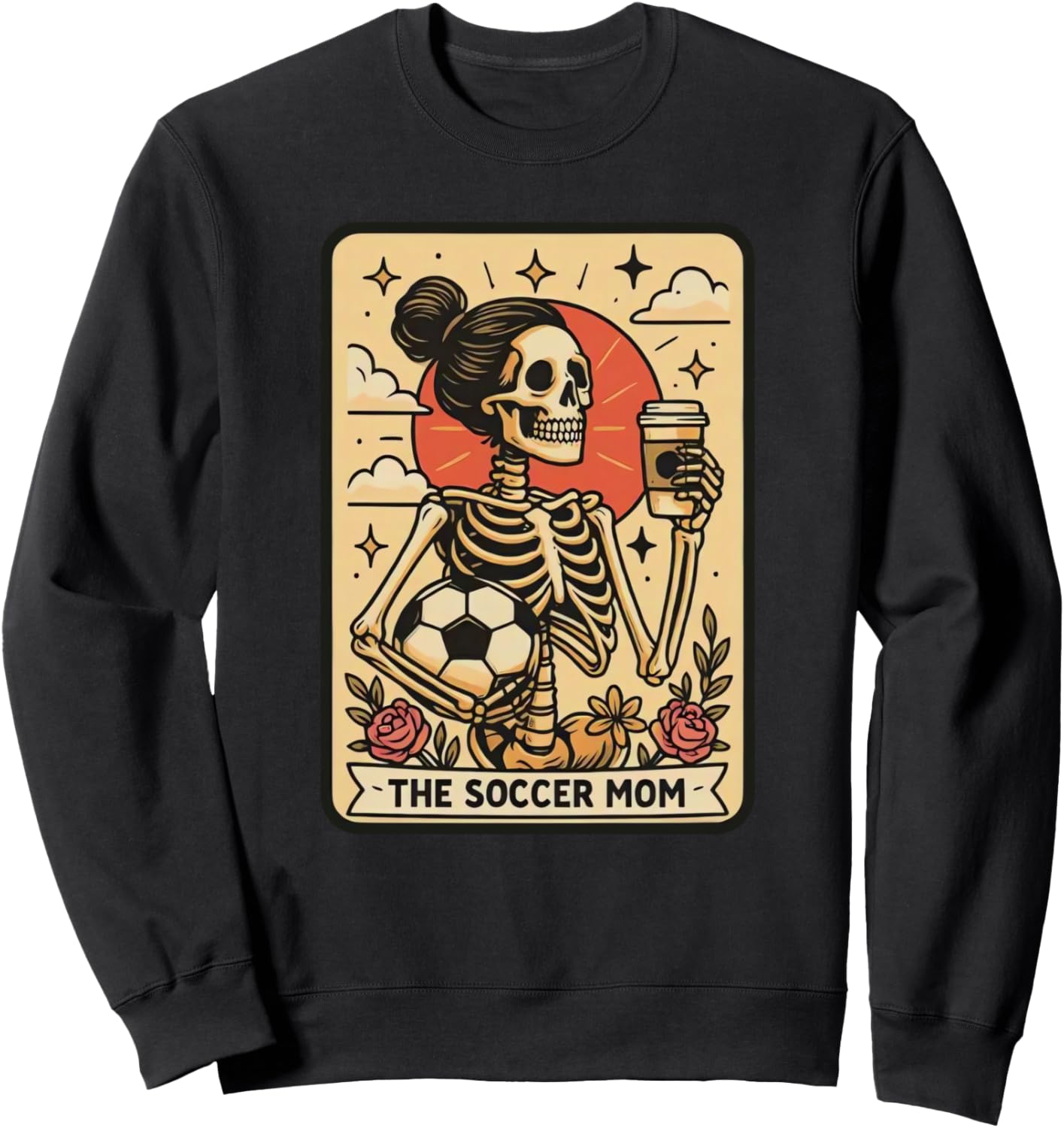 Vintage Funny The Soccer Mom Tarot Card Skeleton Halloween Sweatshirt