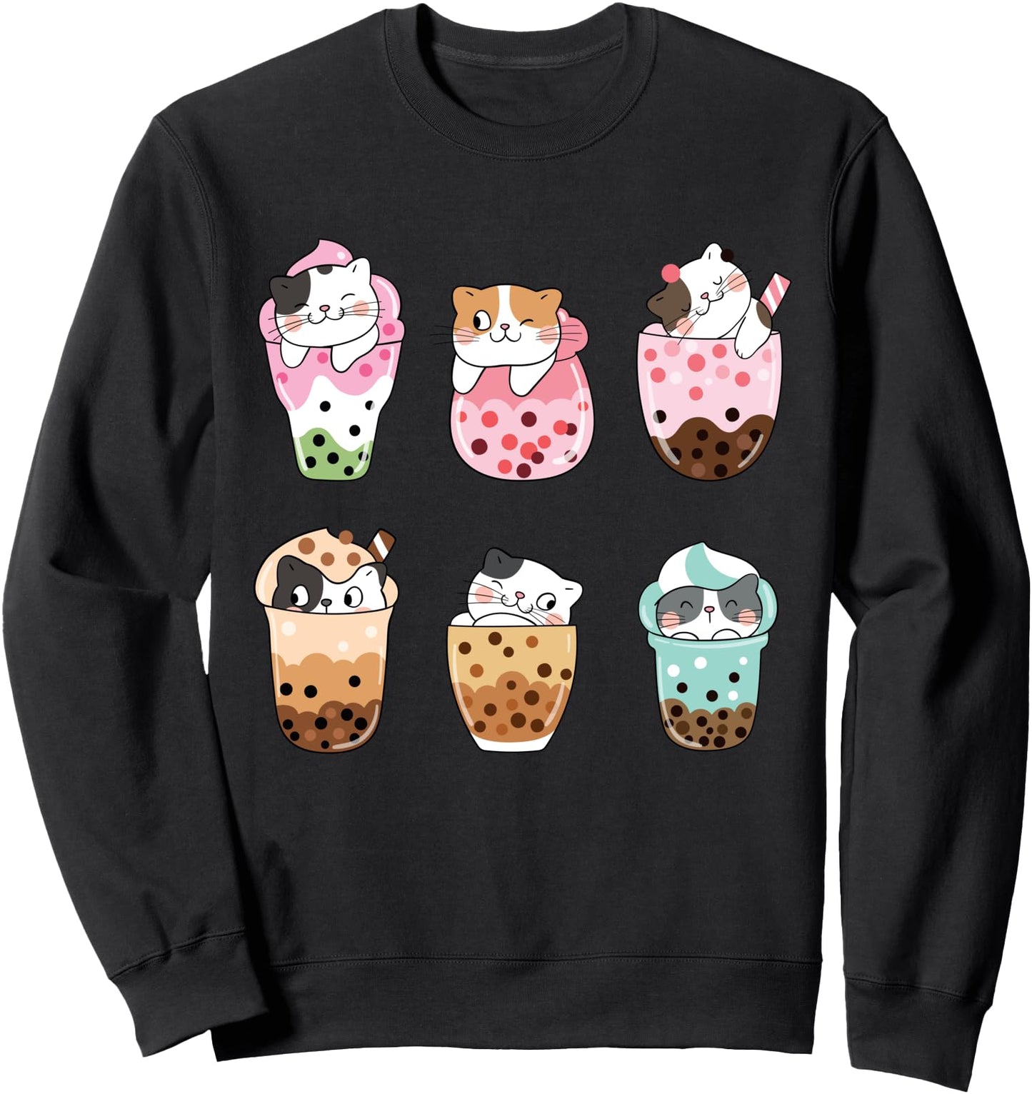 Kawaii Cat Boba Tea Bubble Tea Kawaii Japanese Anime Neko Sweatshirt