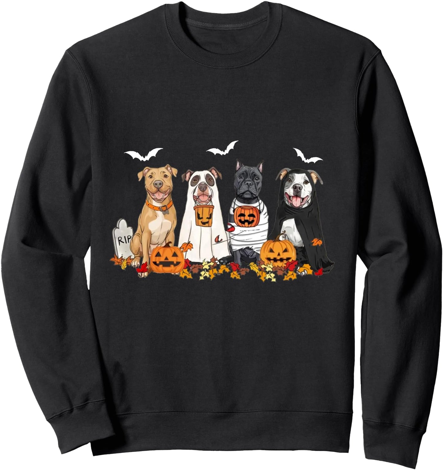Pitbull In Ghost Halloween Costume Ghost Dog Sweatshirt