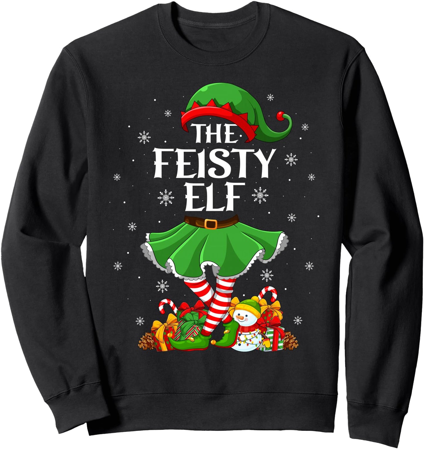 Feisty Elf Christmas Family Elf Squad Xmas Girls Women Sweatshirt