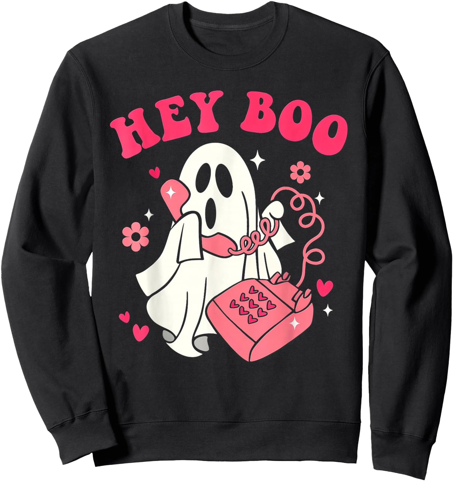 Groovy Hey Boo Cute Ghost Halloween Sweatshirt