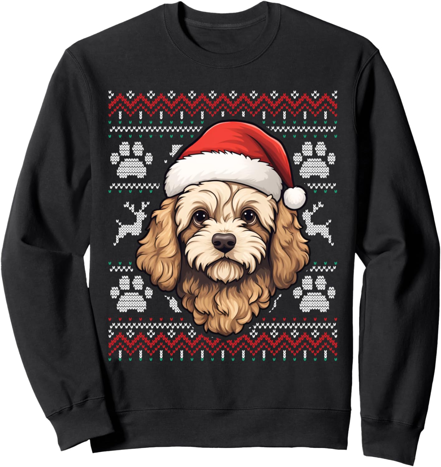 Cavapoo Santa Hat Christmas Funny Dog Mom Dad Sweatshirt