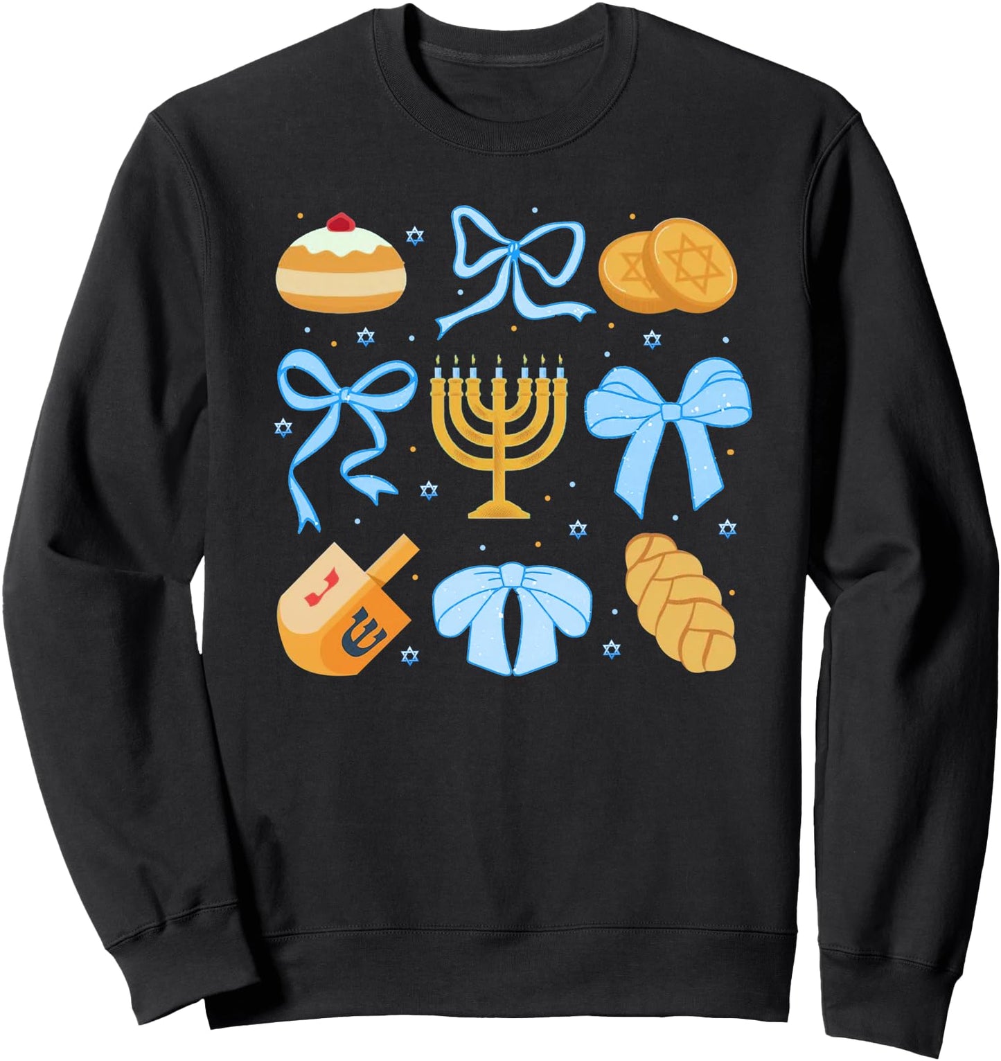 Coquette Hanukkah Menorah Dreidel Chanukah Jewish Bow Sweatshirt