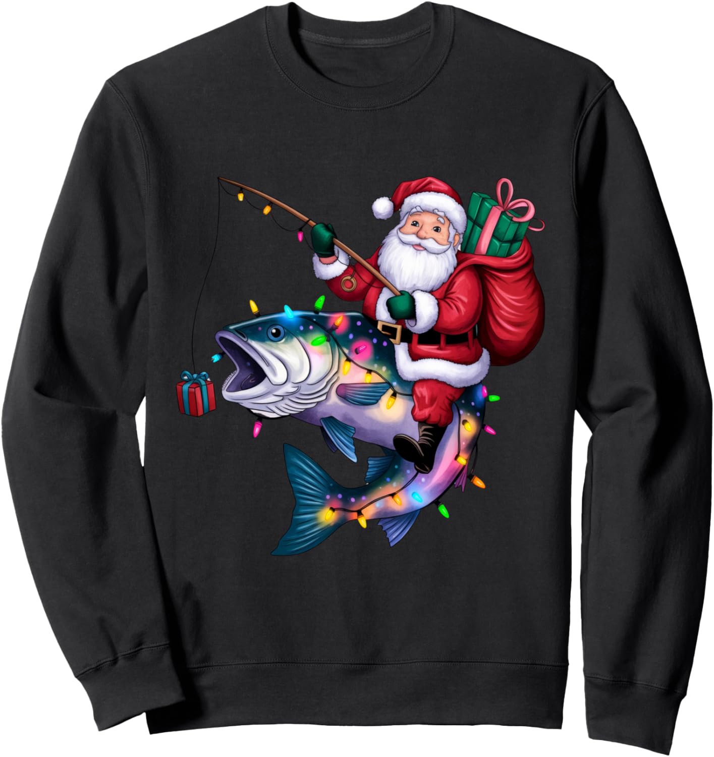 Santa Claus Boys Men Christmas Fishing Sweatshirt