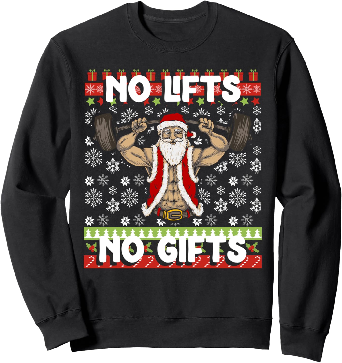 Ugly Christmas Gym Santa Powerlifting Sweatshirt