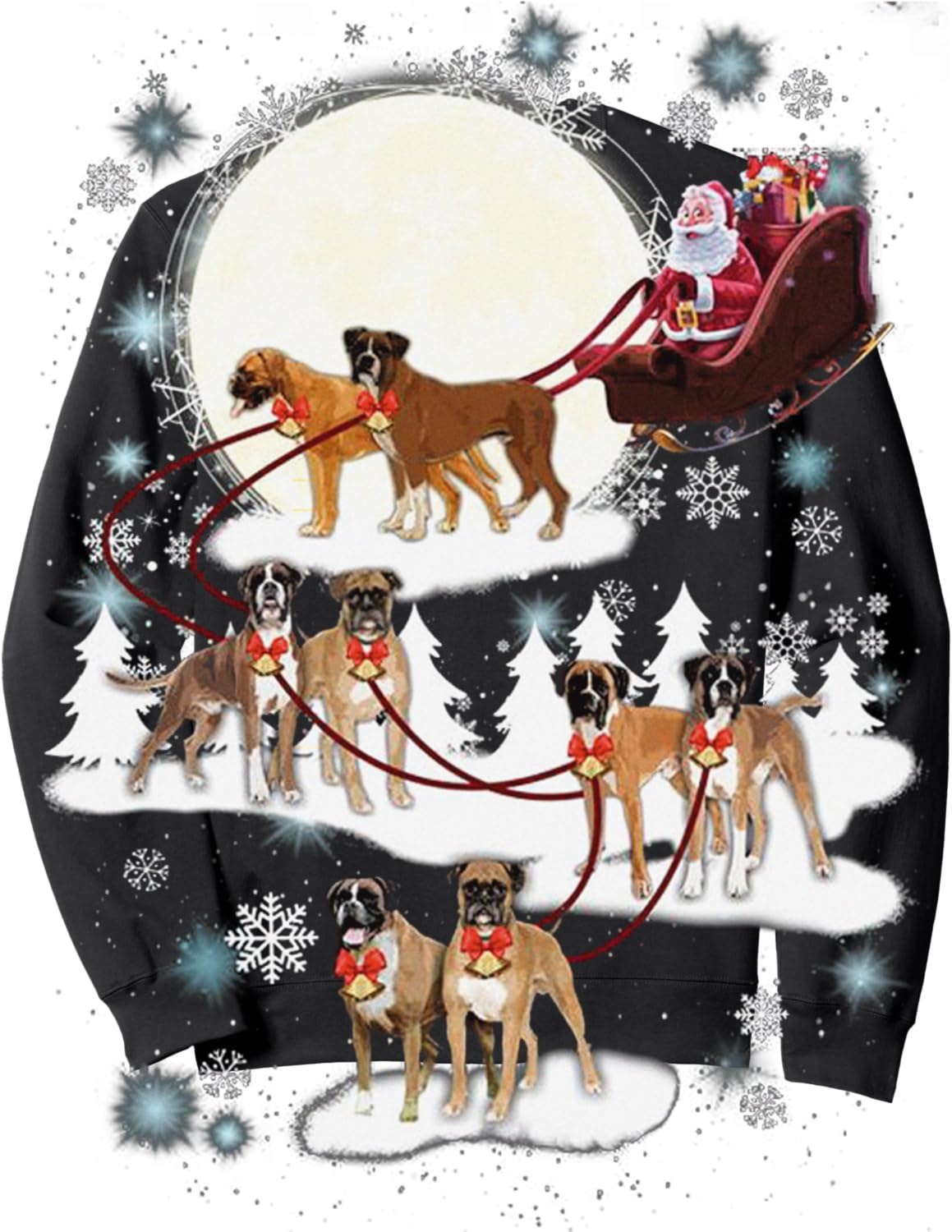 Santa Riding Christmas Boxer Dog Reindeer Sleigh Sweatshirt