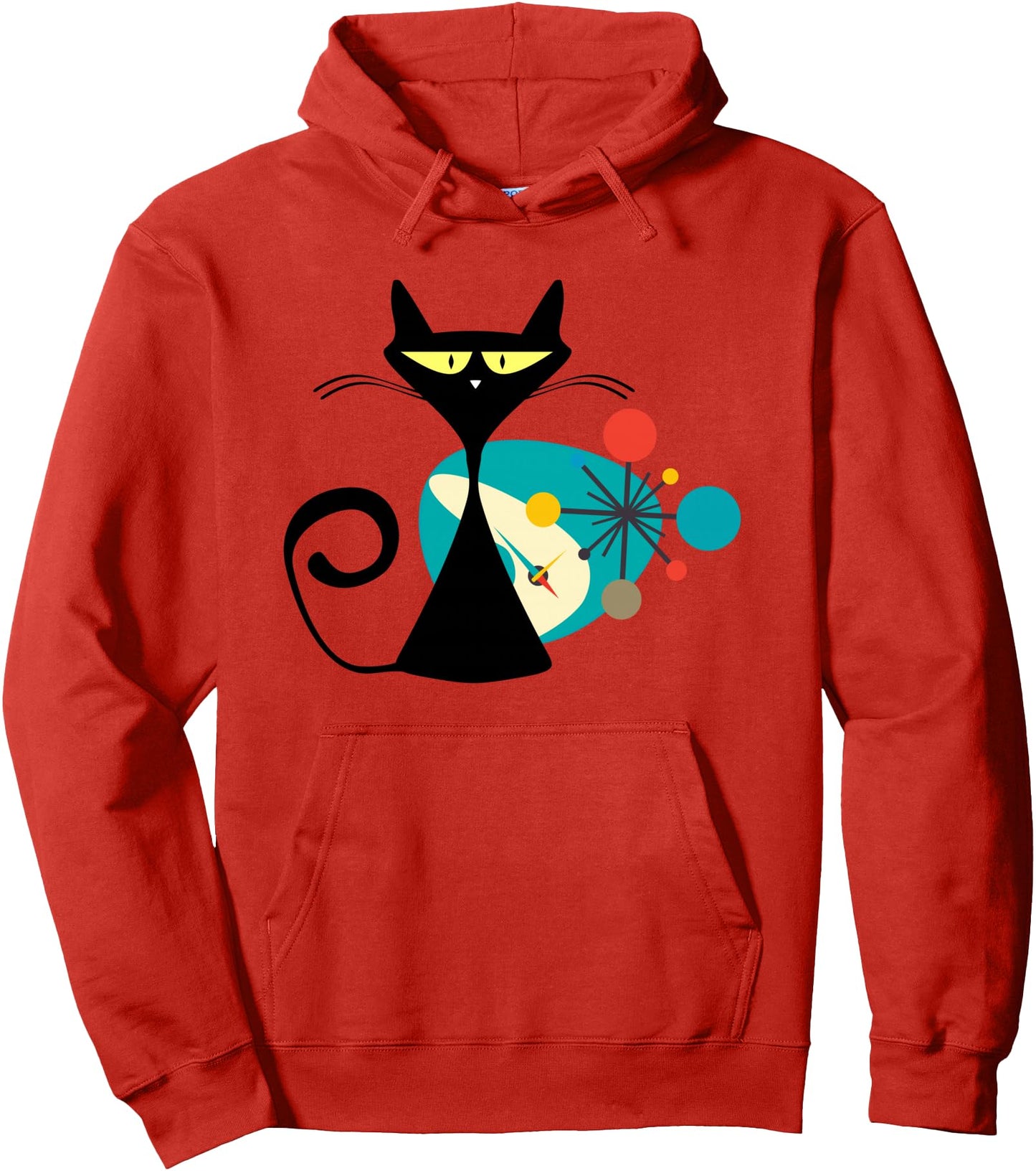 Midcentury Mid Century Cat Retro Atomic Age Space Modern Pullover Hoodie