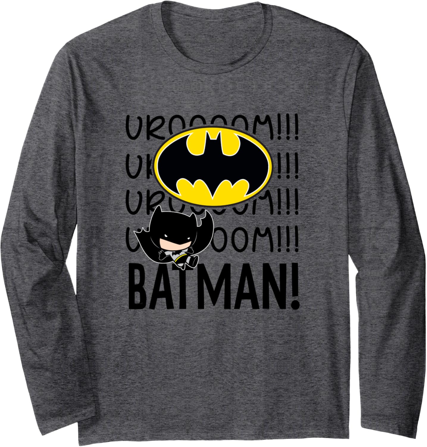 DC Comics Batman Vroom Vroom Cute Chibi Batman Logo Stack Long Sleeve
