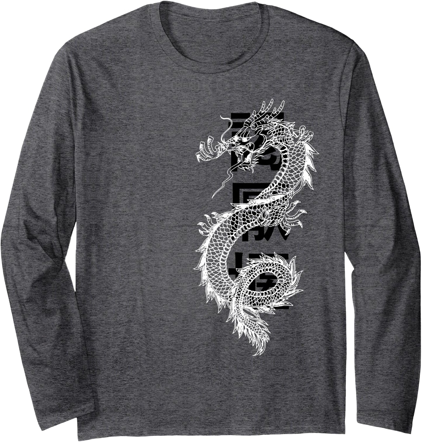 Japanese Dragon With Asian Characters Design Long Sleeve