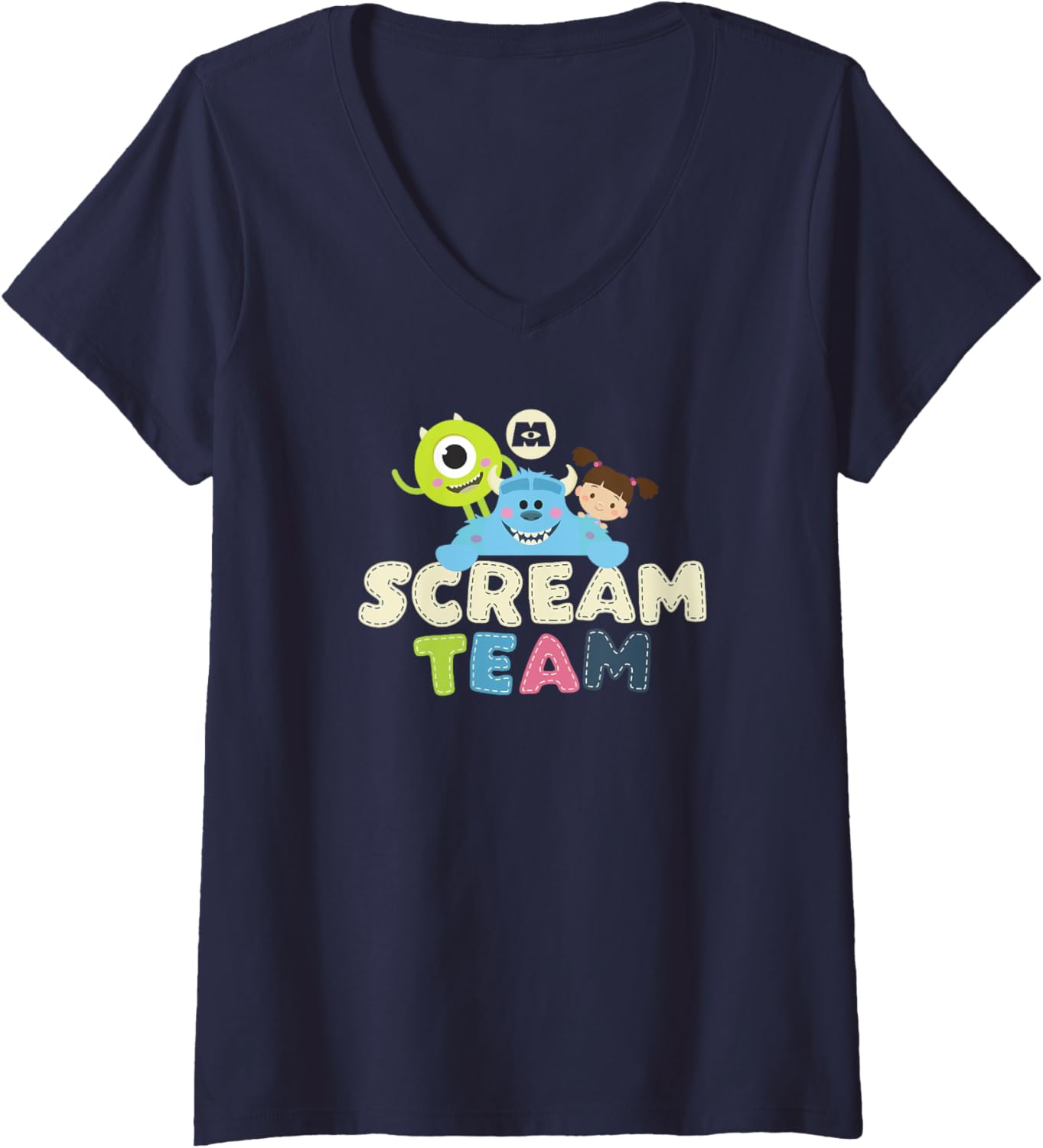 Disney Pixar Monsters Inc Scream Team Adorable Chibi Style V-Neck