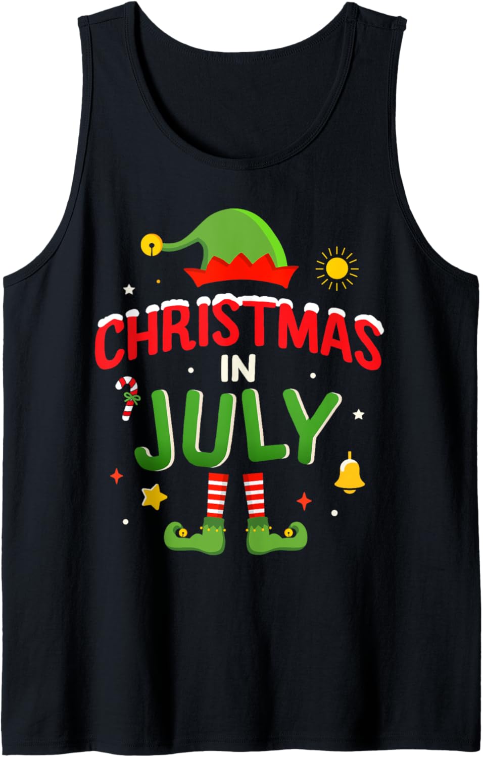 Christmas in July funny elf for summer xmas Tank Top