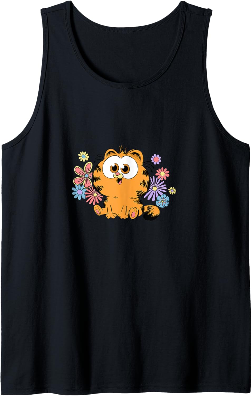 Garfield Too Cute To Care Floral Chibi Front & Back Tank Top
