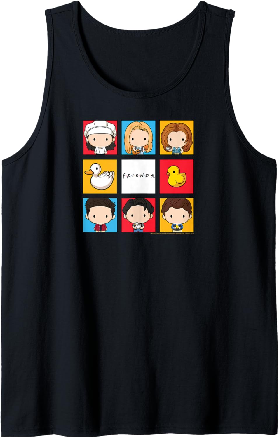 Friends Chibi Bunch Cast Pop Art Squares TV Show Tank Top