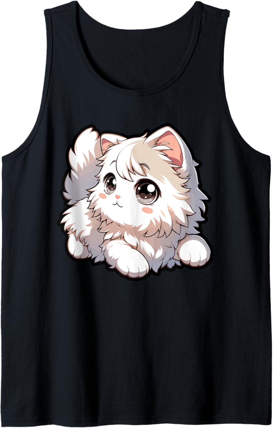 Cute White Kitten Angora Kawaii Chibi Anime Tank Top