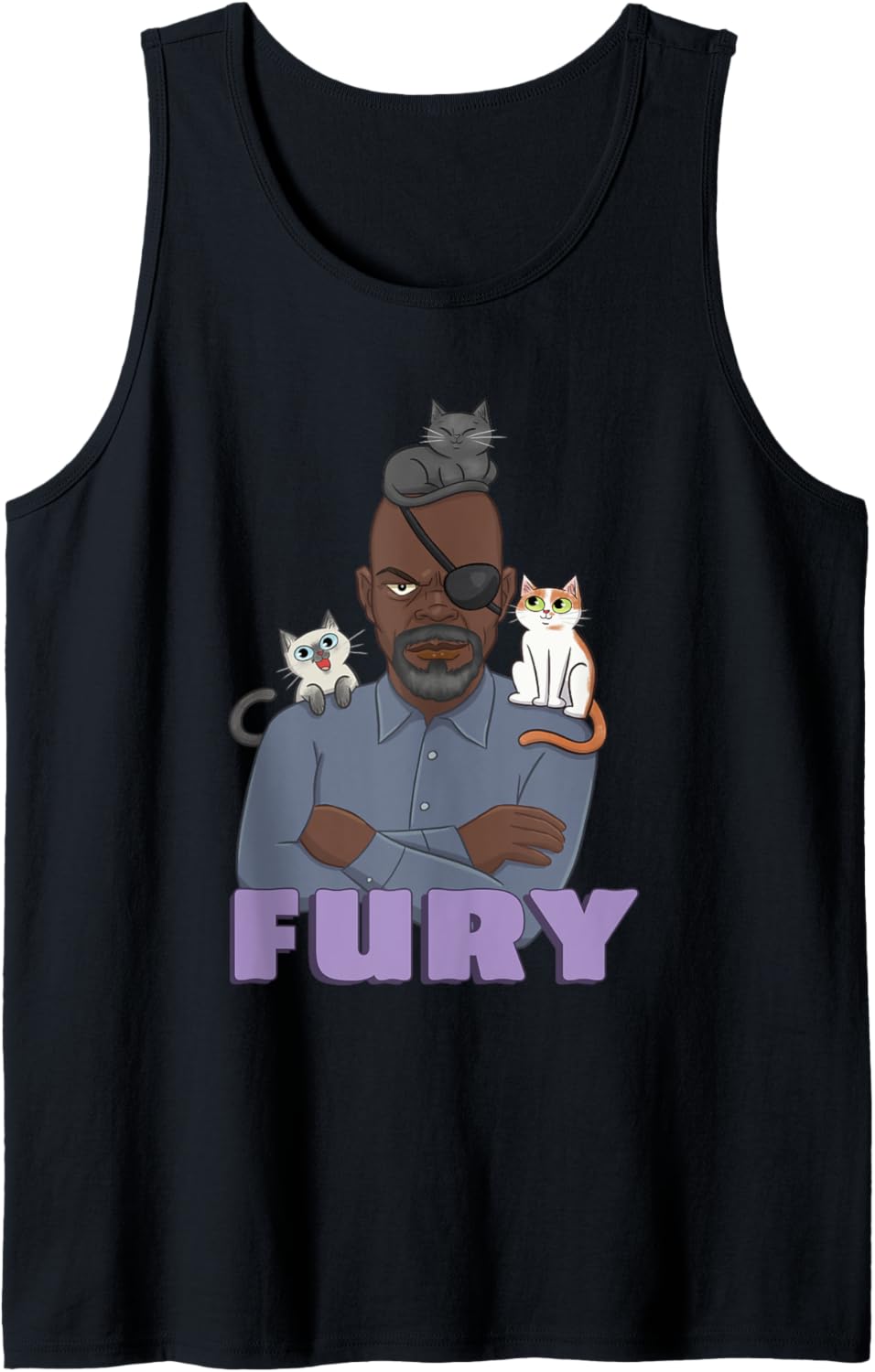 Marvel The Marvels Nick Fury & Flerken Chibi Super Heroes Tank Top