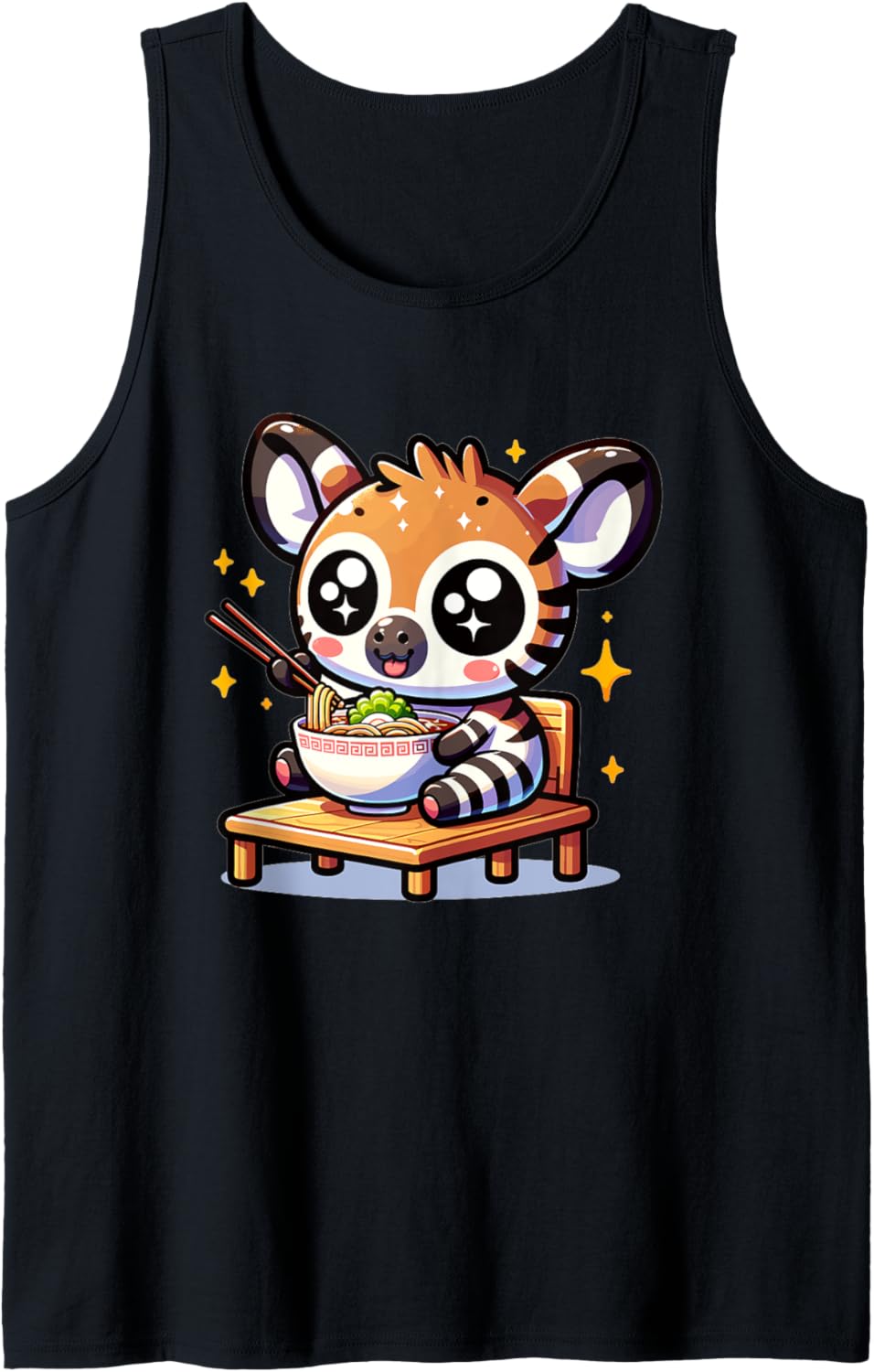 Cute Japanese Kawaii Chibi Okapi Eating Ramen Tank Top
