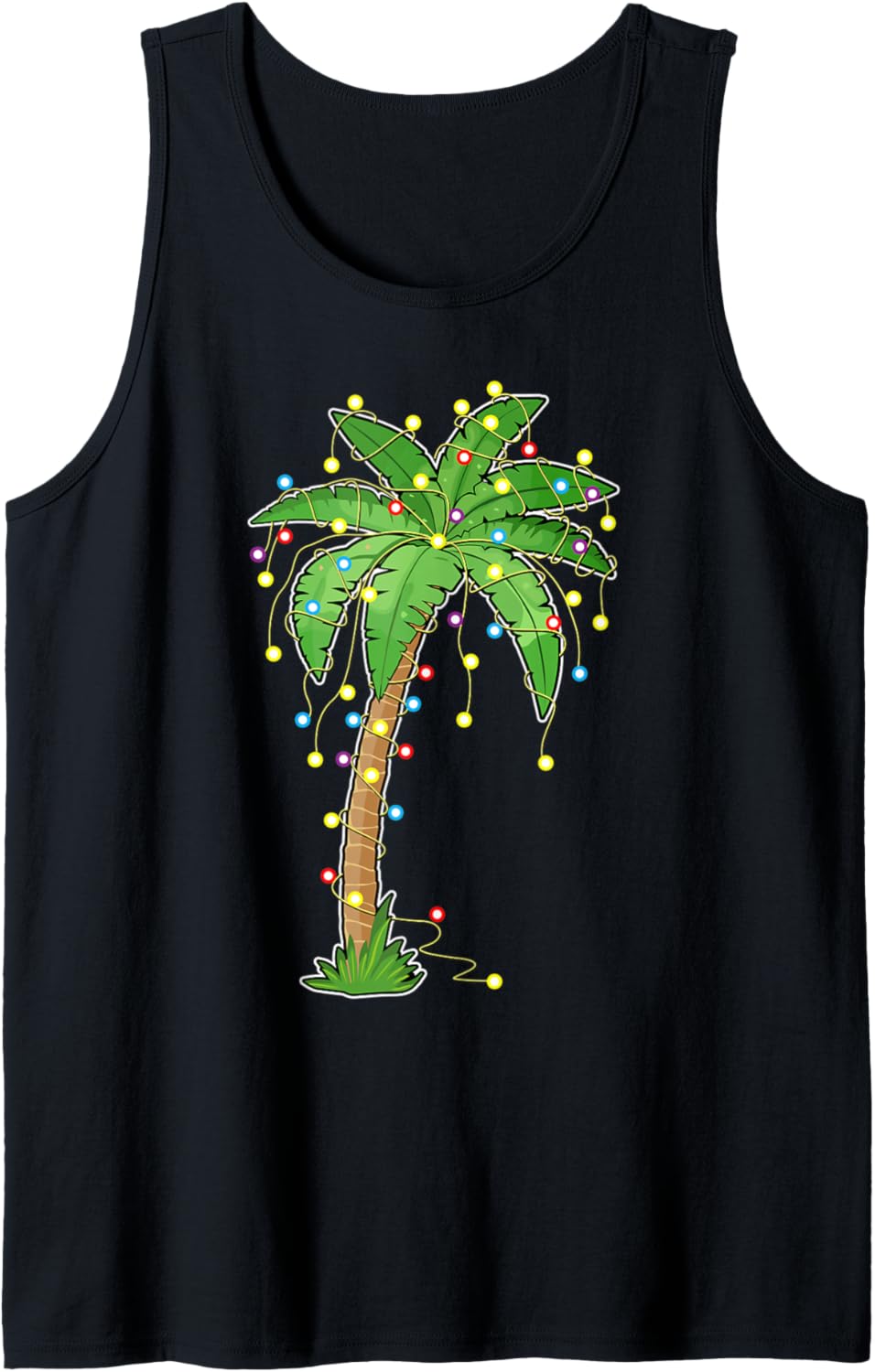 Christmas Lights Palm Tree Beach Funny Tropical Xmas Gift Tank Top