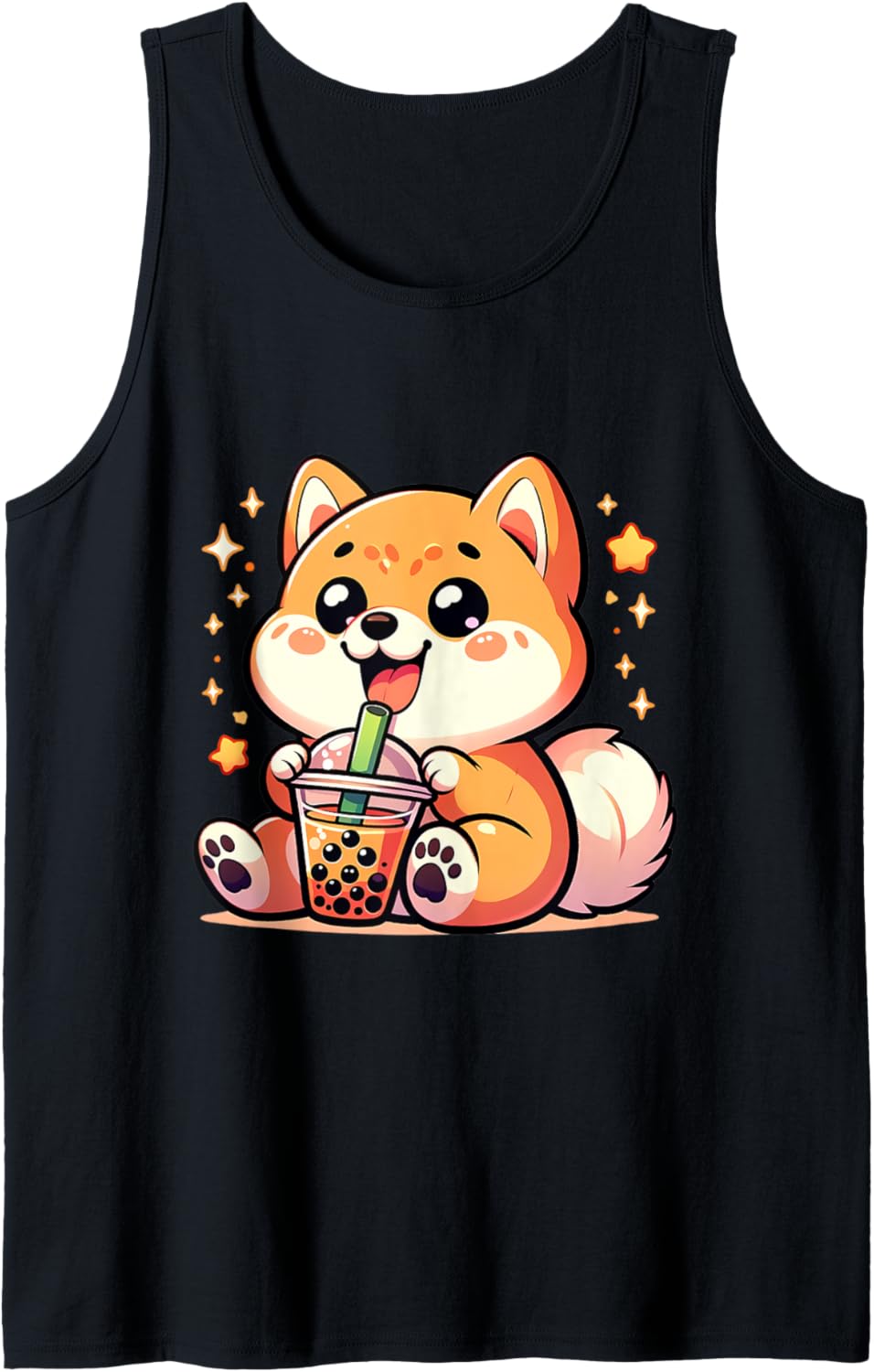 Kawaii Shiba Inu Dog Bubble Tea Anime Chibi Tank Top
