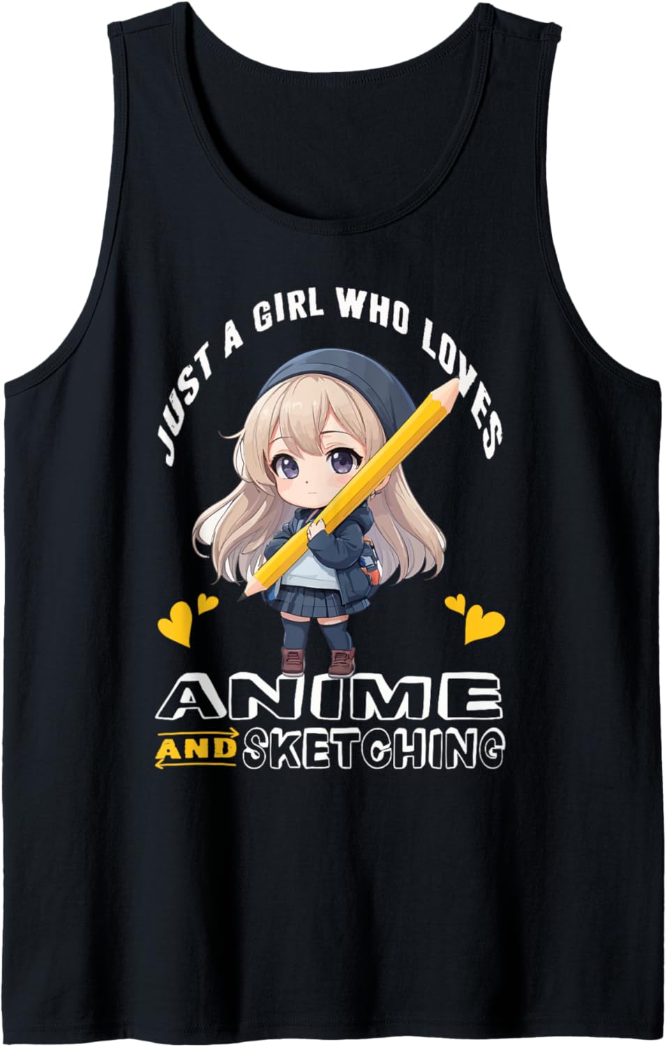 Just A Girl Who Loves Anime and Sketching Chibi Anime Tank Top