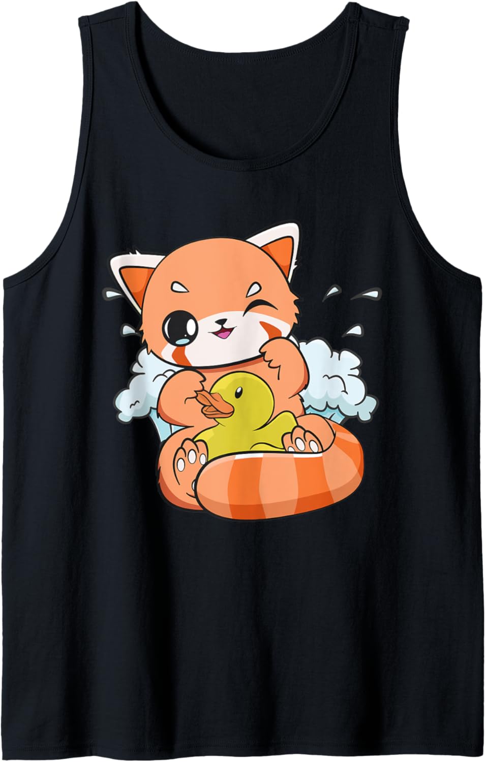 Cute Red Panda With Yellow Duck Toy Chibi Anime Tank Top