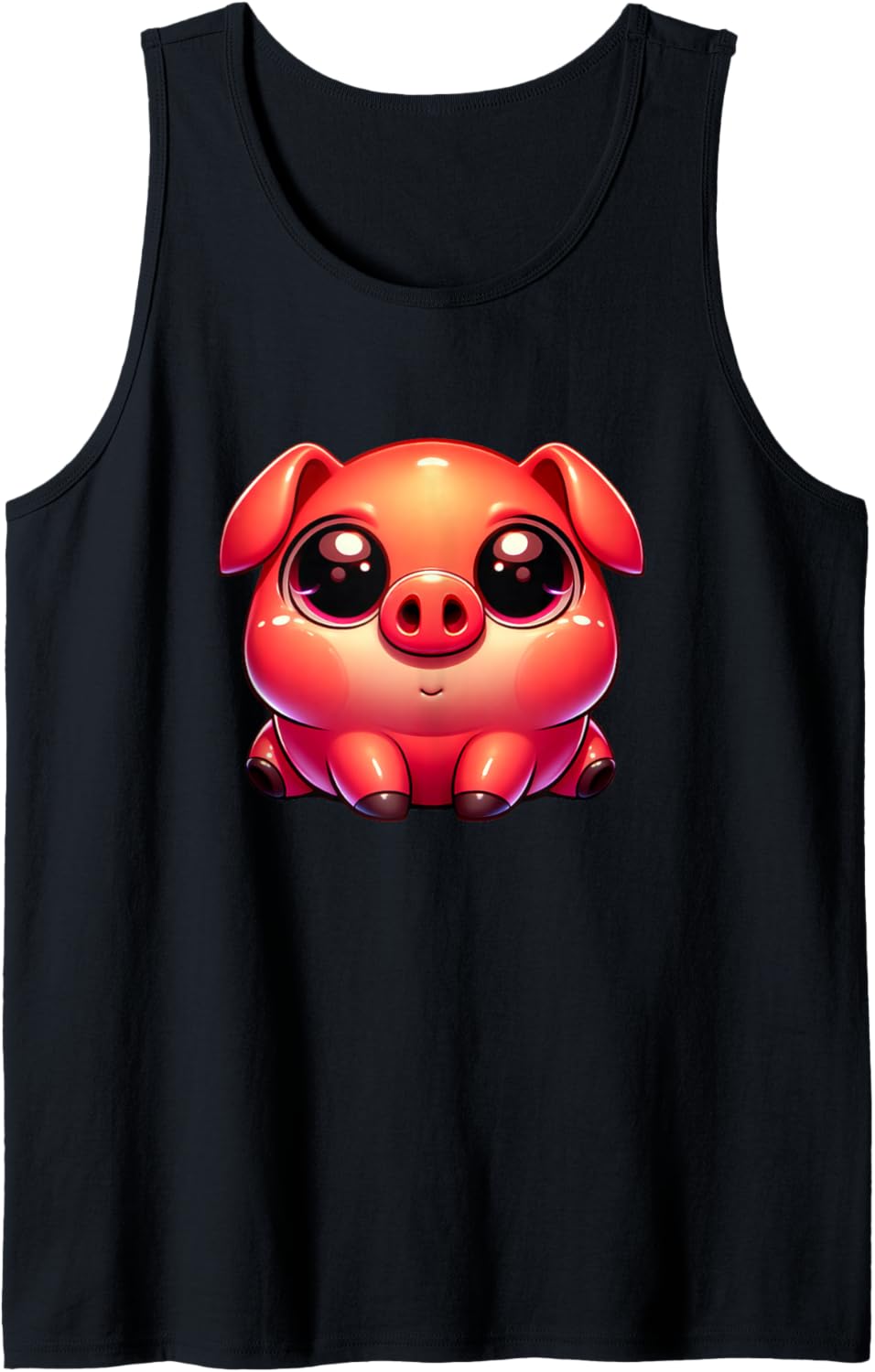 Adorable Kawaii Cute Piglet Sitting Design Chibi Pig Tank Top