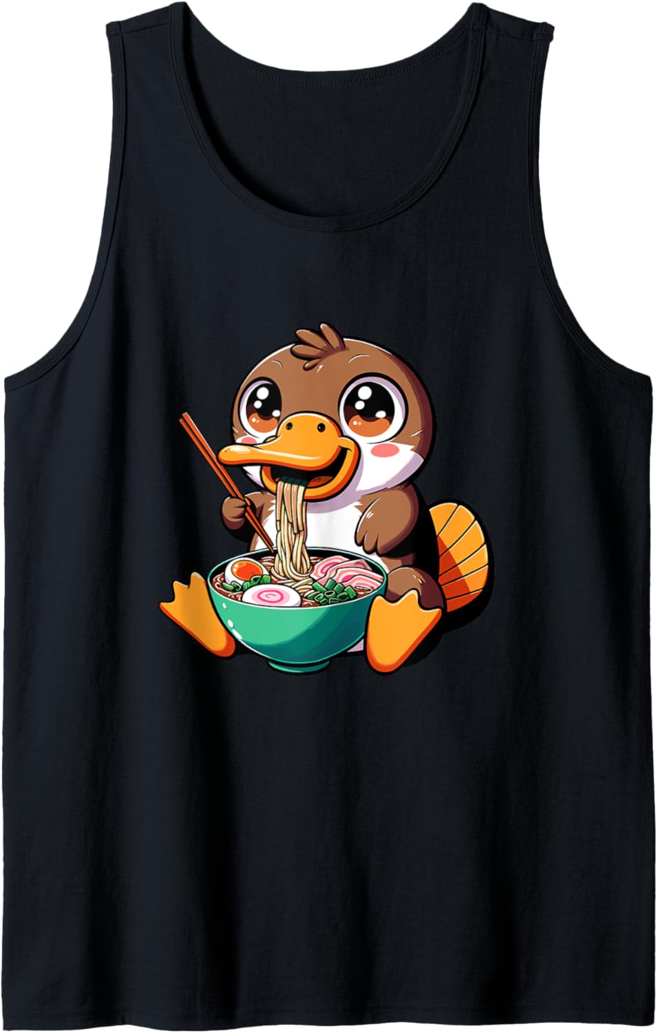 Cute Japanese Kawaii Chibi Platypus Eating Ramen Tank Top