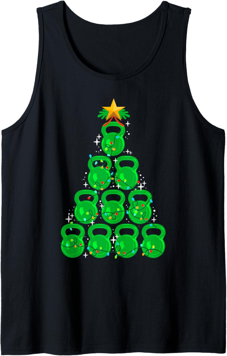 Christmas Tree Kettlebell Xmas Gym Workout Fitness Exercise Tank Top