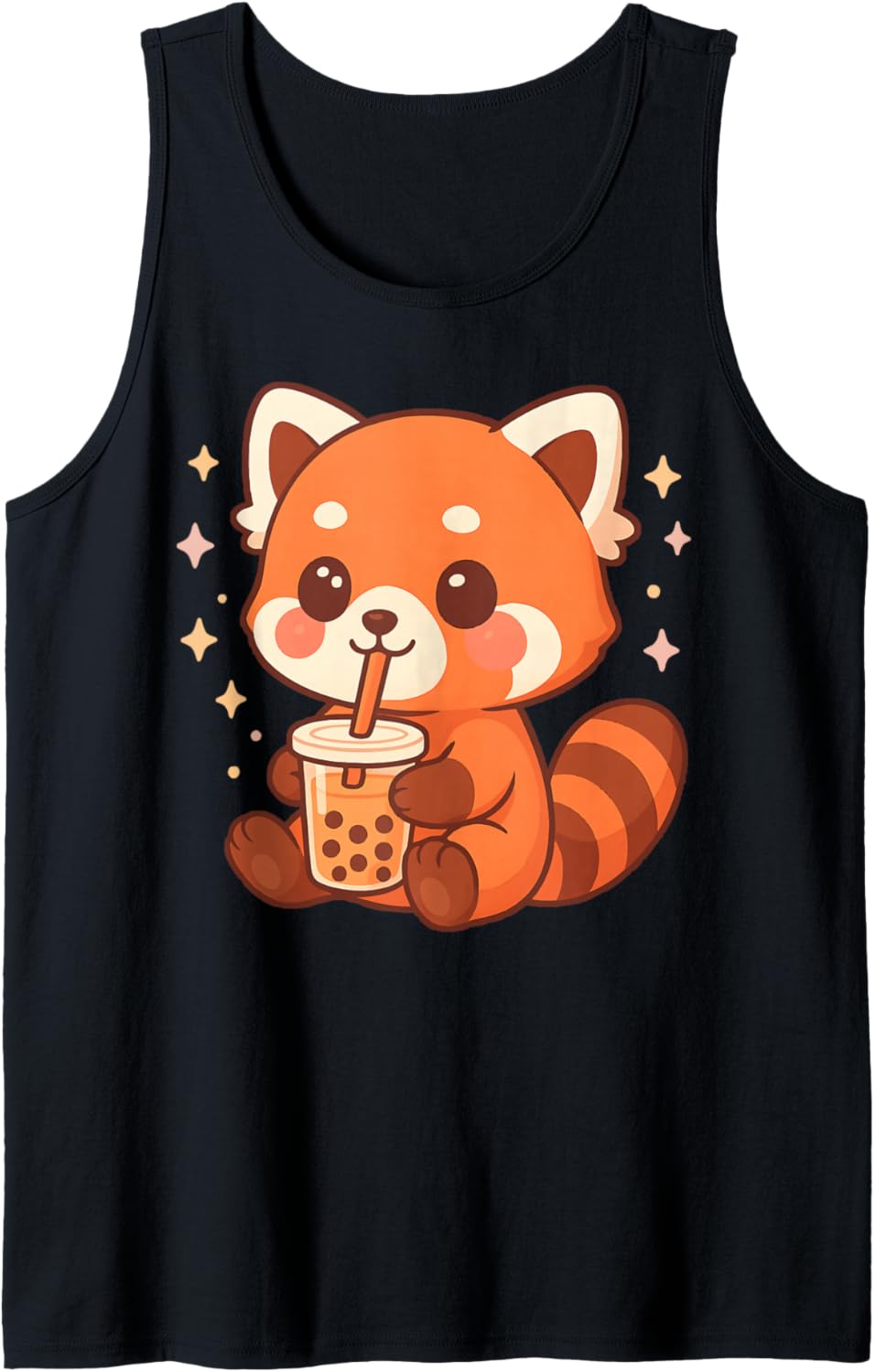 Cute Red Panda with Bubble Tea Kawaii Chibi Boba Lovers Tank Top