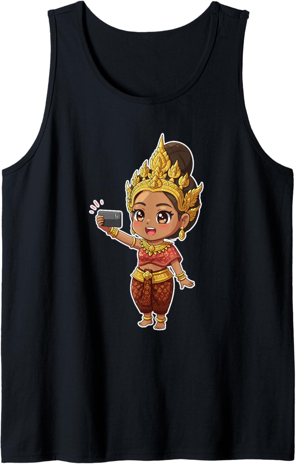 Cute Khmer Apsara Cambodian Chibi Cartoon Girl Tank Top