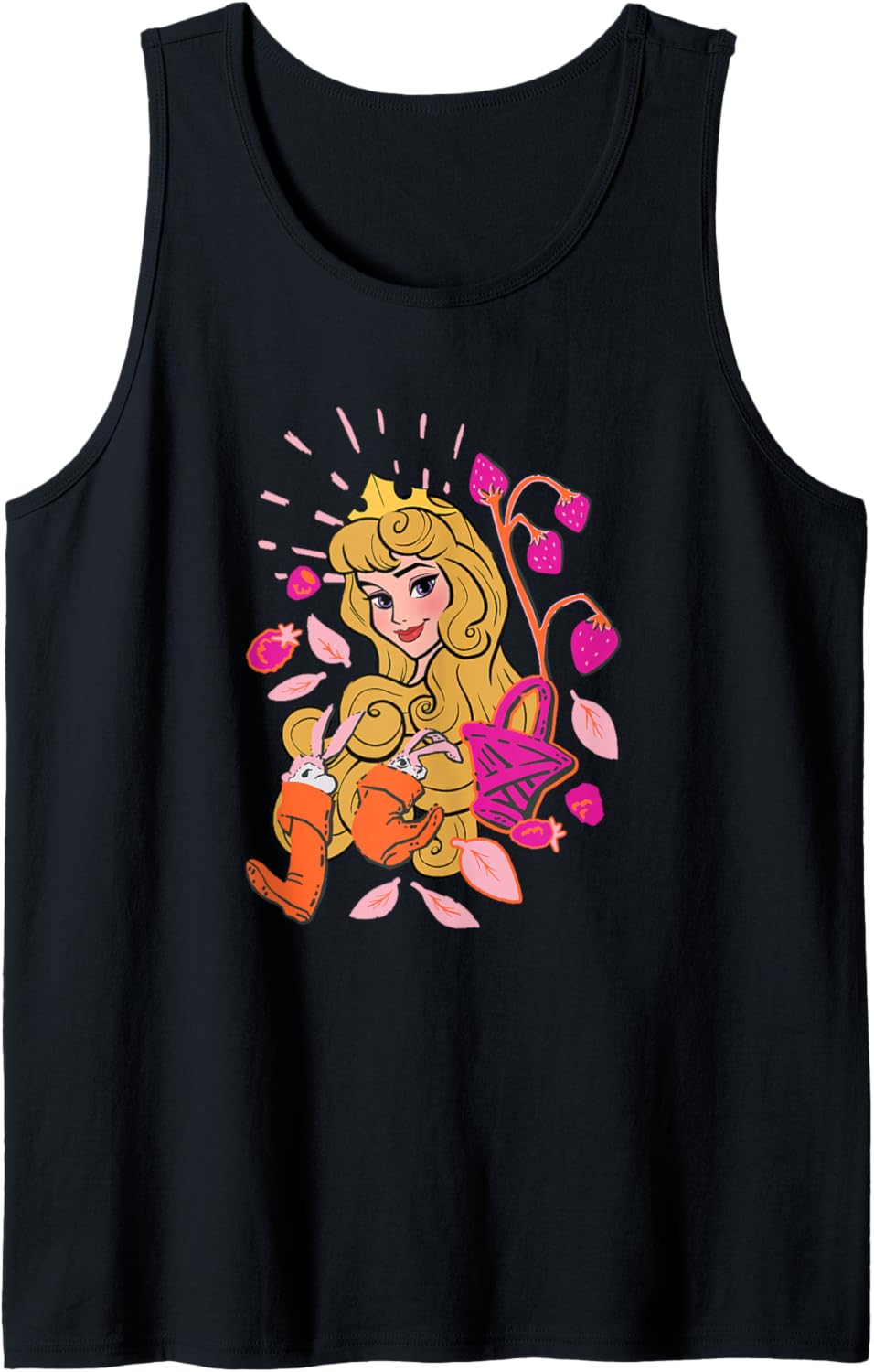 Disney Sleeping Beauty Aurora Strawberries Chibi Portrait Tank Top