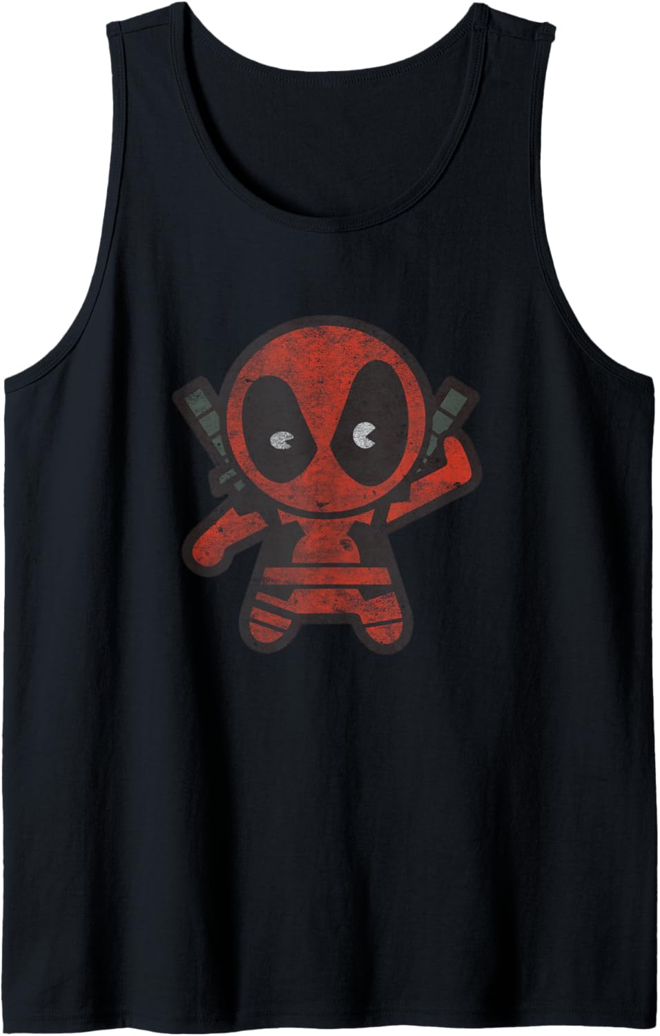 Marvel Kawaii Chibi Deadpool Sassy Portrait Distressed V2 Tank Top
