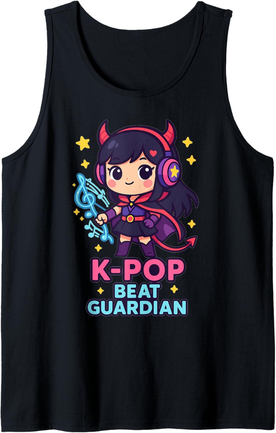 K-Pop Beat Guardian \u2013 Cute Chibi Anime Girl with Headphones Tank Top