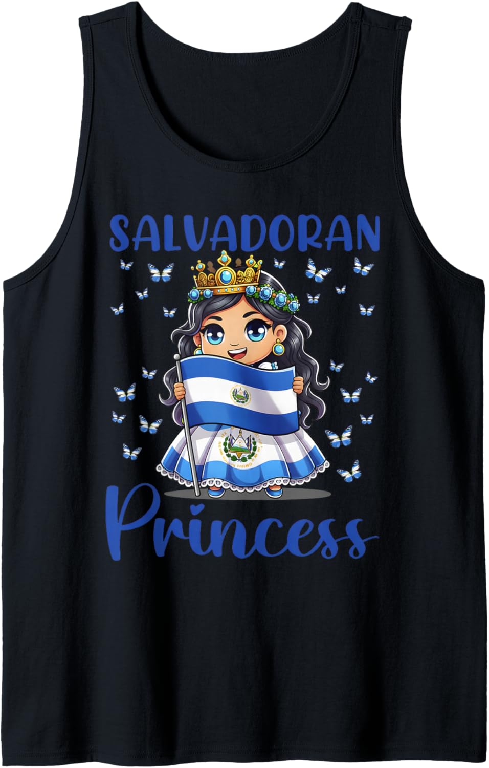 Salvadoran Princess Flag Butterfly Cute Chibi Tank Top
