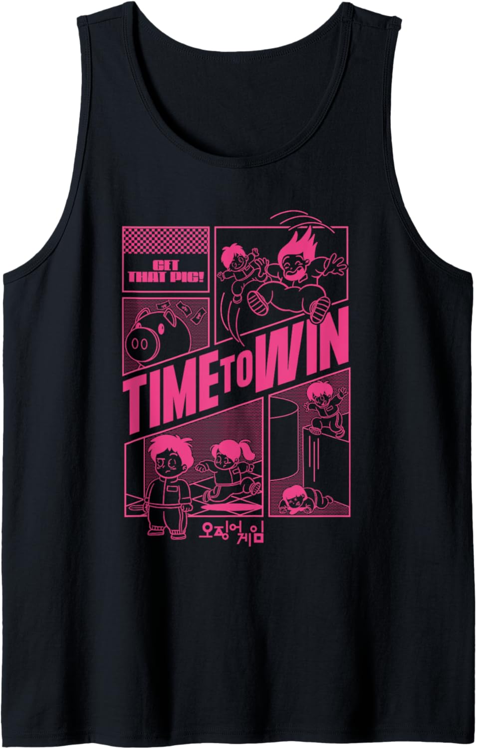 Squid Game Season 3 Time To Win Chibi Characters Outline Tank Top