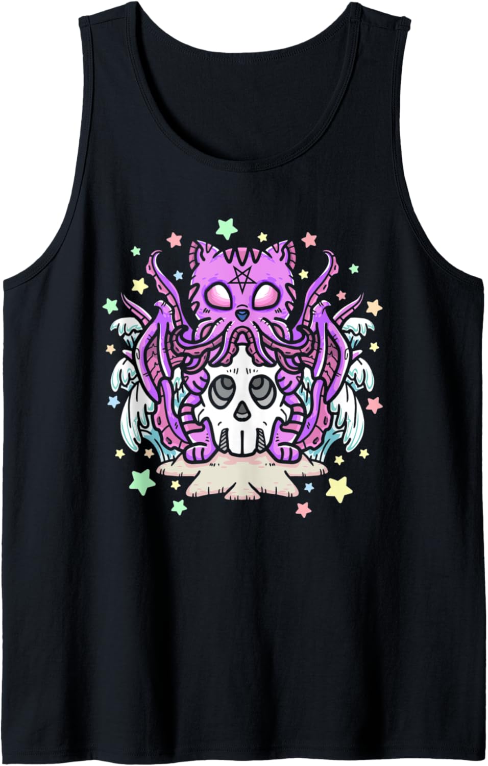 Halloween Demon Cat Pastel Goth Witchy Chibi Octopus Wiccan Tank Top
