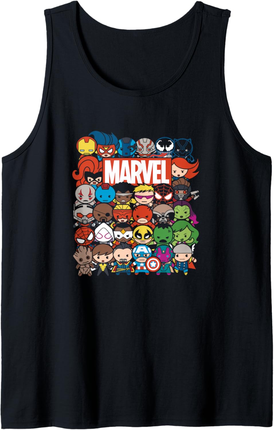 Marvel Kawaii Marvel Universe Super Heroes Chibi Group Shot Tank Top