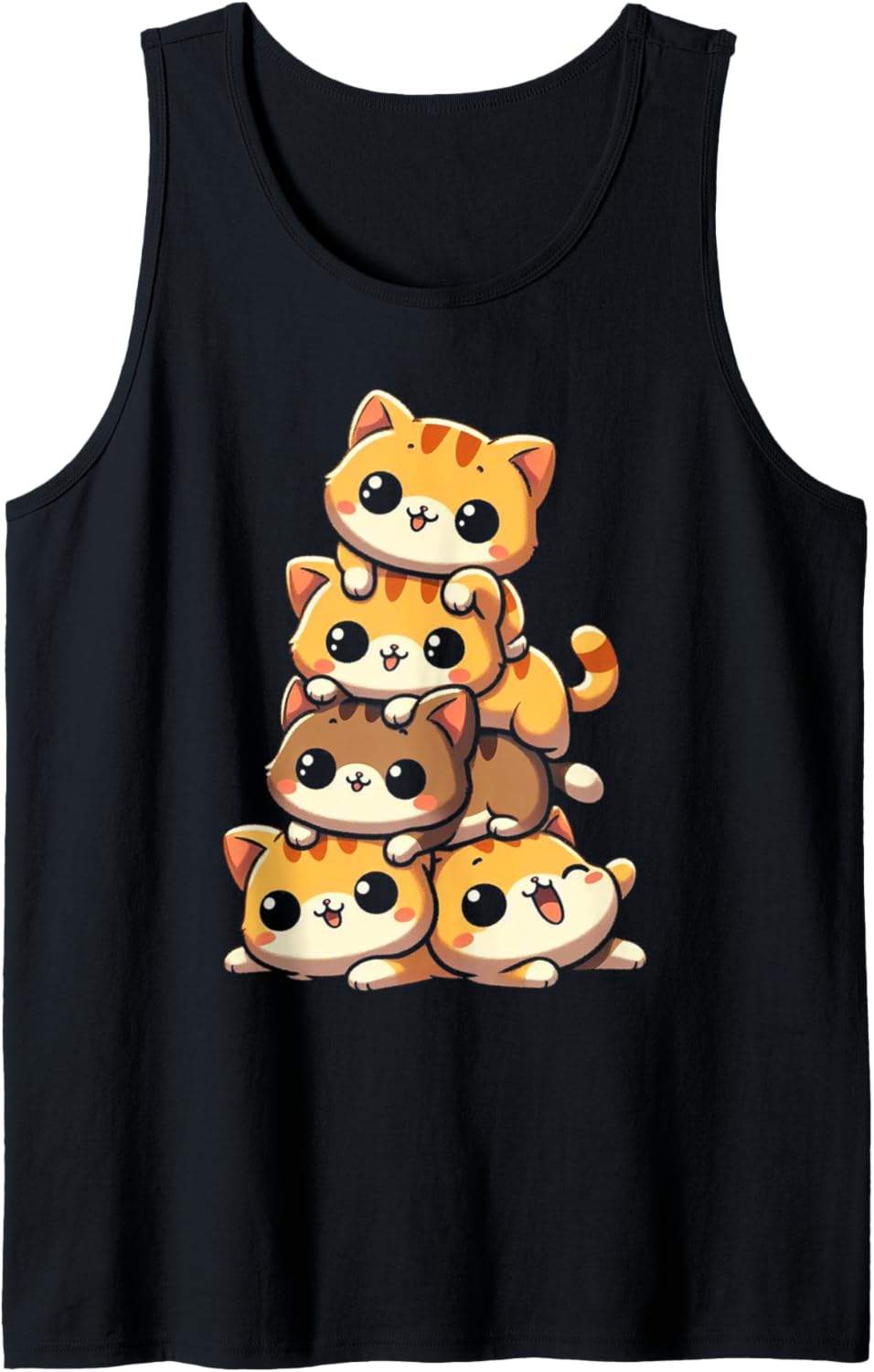 Pile Of Kitty Cats Pile Kawaii Neko Chibi Meowtain Anime Tank Top