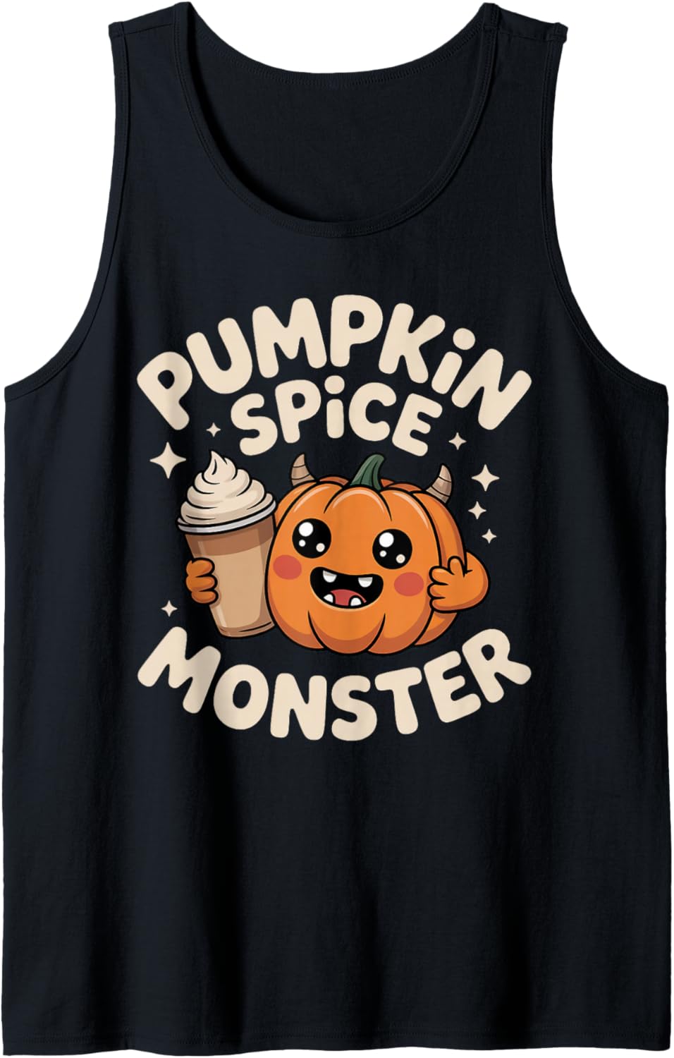 Pumpkin Spice Monster Chibi Pumpkin Latte Fall Tank Top