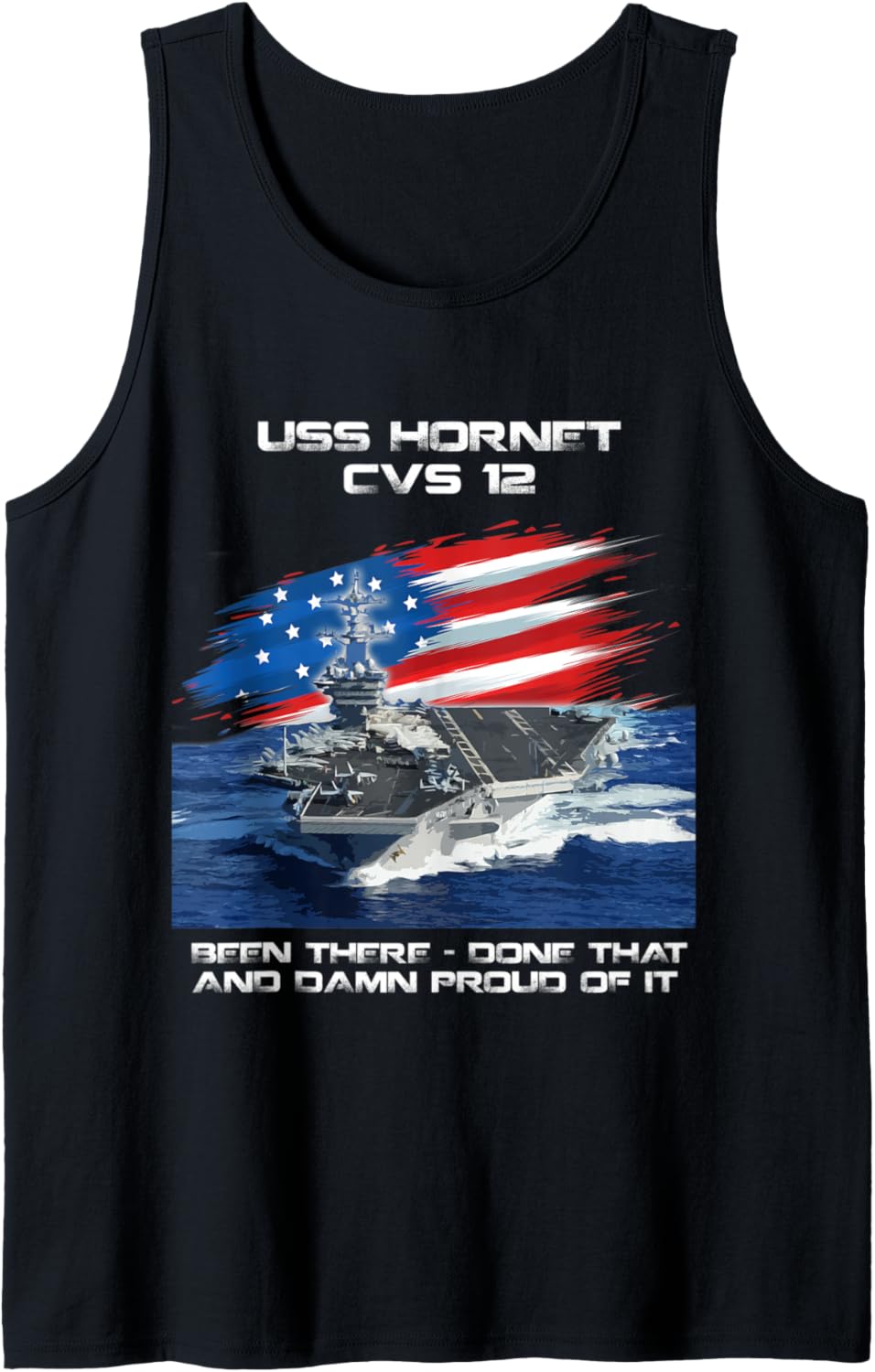 USS Hornet CVS-12 Aircraft Carrier Veteran USA Flag Xmas Tank Top
