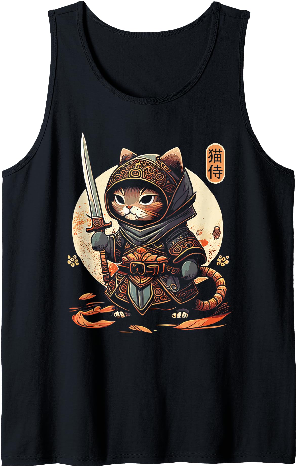 Japanese Samurai Cat Tattoo Kawaii Ninja Cat Tank Top