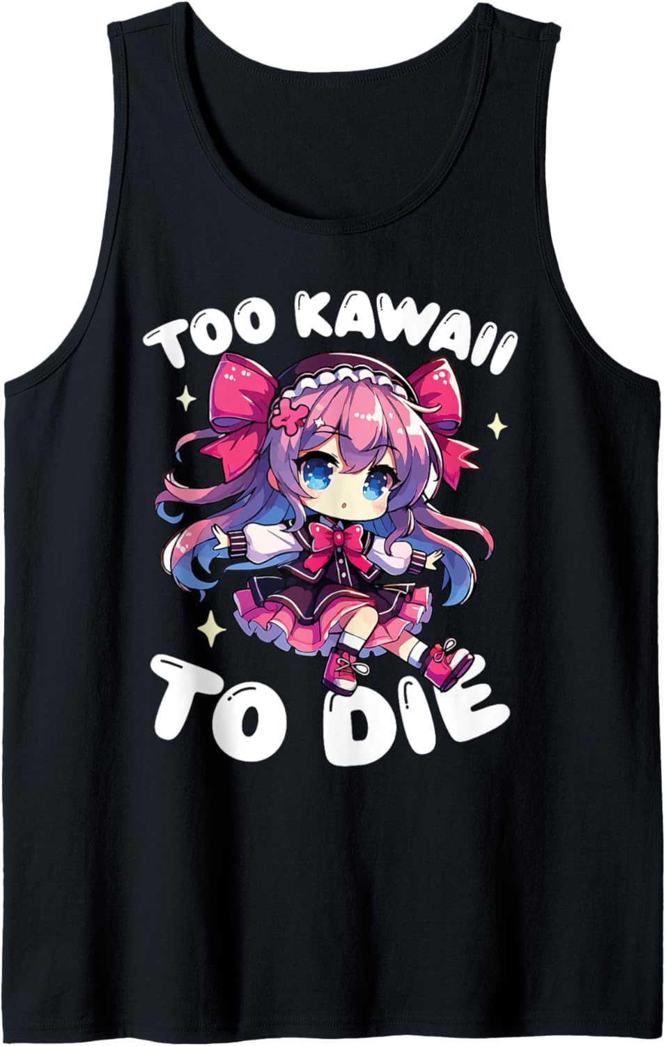 Too Kawaii to Die Cute Chibi Anime Aesthetic Tank Top