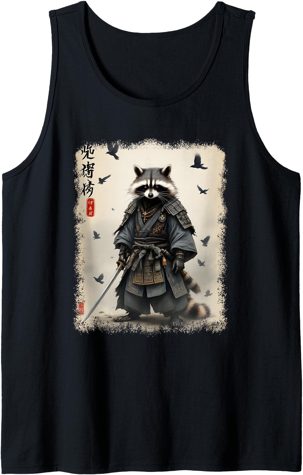 Samurai Raccoon, Japanese Warrior & Art Vintage Anime Tank Top