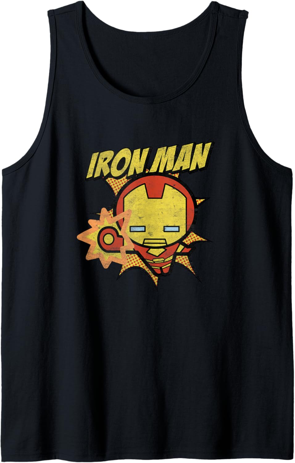 Marvel Kawaii Chibi Iron Man Repulsor Blast Distressed V2 Tank Top