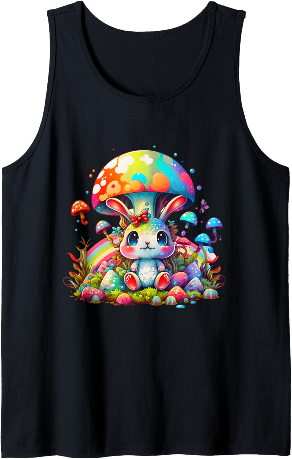 Little bunny happy under magic mushrooms, chibi kawaii style Tank Top